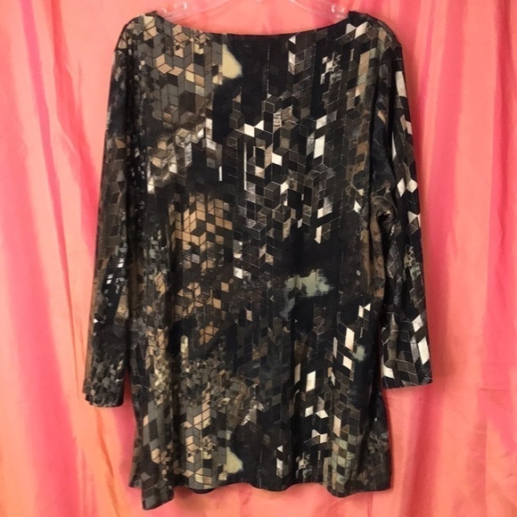 SERE nade Women’s Tunic with built in tank Brown Abstract XL Slinky Stretchy - Picture 8 of 11